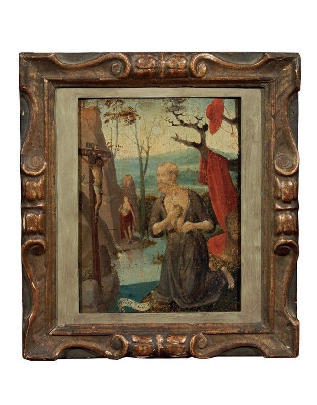 Lotto Composto da Due Dipinti Antichi e Due Teche con Ex Voto