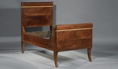 Letto a Nave Lastronato in Legno di Noce