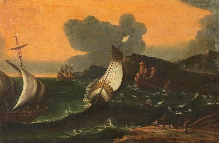 Bartolomeo Pedon (attr. A) - Marina con Tempesta