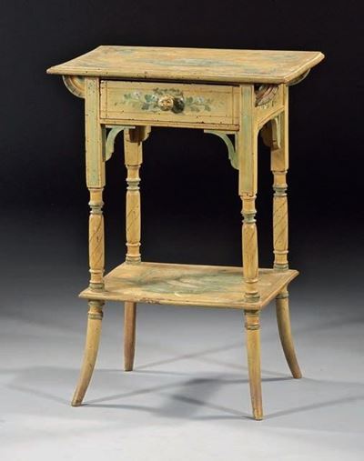 Tavolino in Legno Laccato-avorio Dipinto da Filippo De Pisis