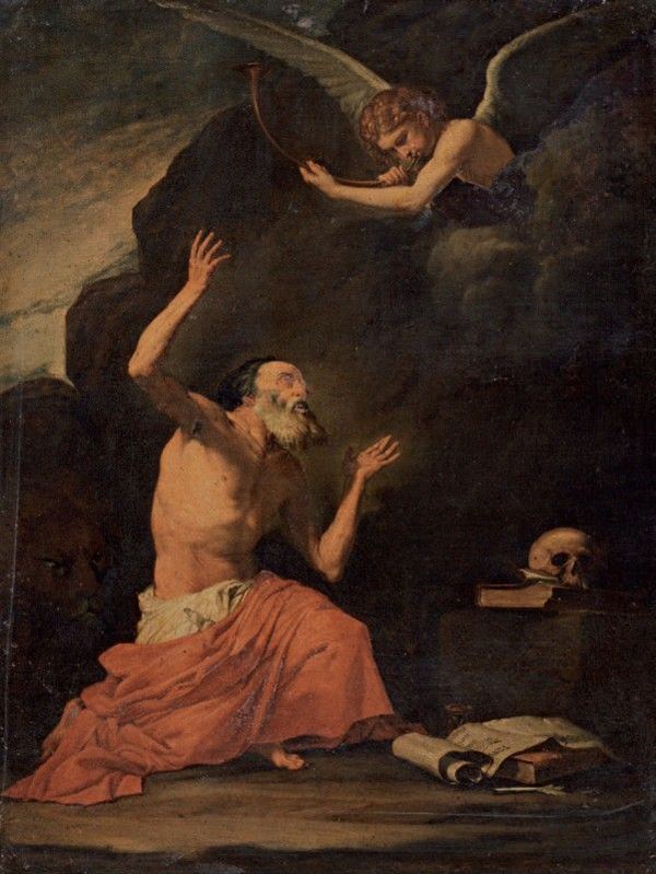 Jusepe  de Ribera (seguace di) - San Gerolamo e l'Angelo del giudizio