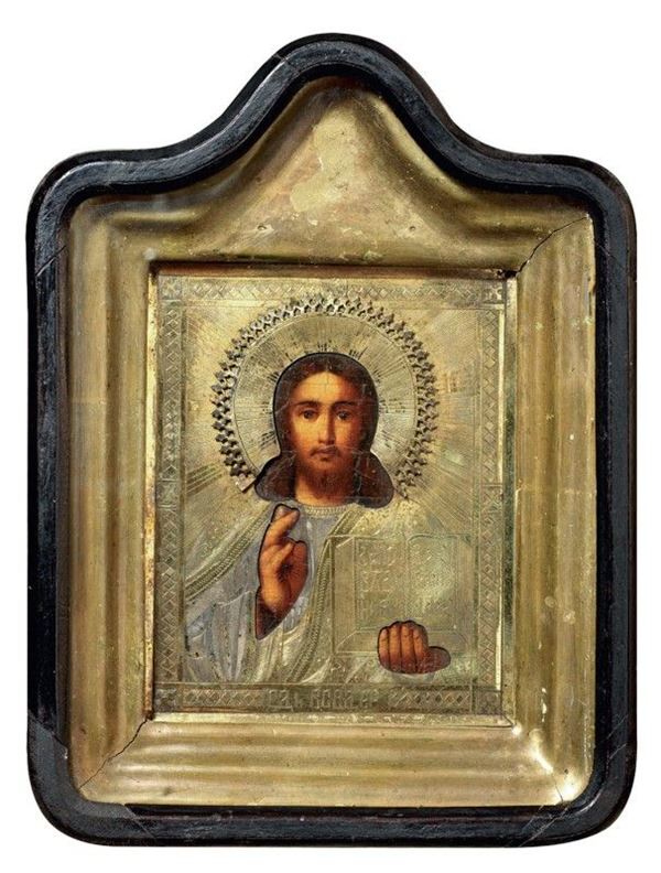 Icona del XIX secolo - Cristo Pantocratore