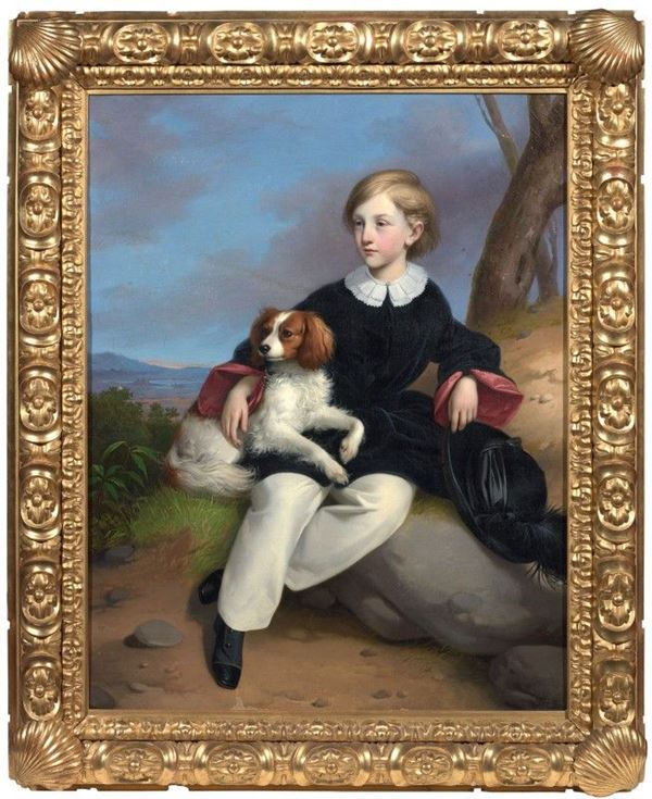 Ignoto del XIX secolo - Ritratto di fanciullo con cane