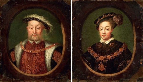 Scuola inglese del XVII secolo - «Enrico VIII» e «Ritratto di fanciullo con cappello e collare di San Giorgio»