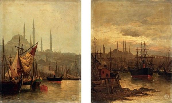 F.  Henry - «Veduta del porto di Costantinopoli» e «Veduta di Santa Sofia a Costantinopoli»