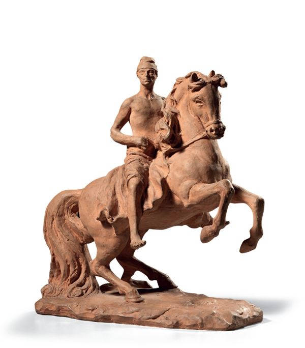 Giorgio de Chirico - Cavallo e cavaliere con berretto frigio