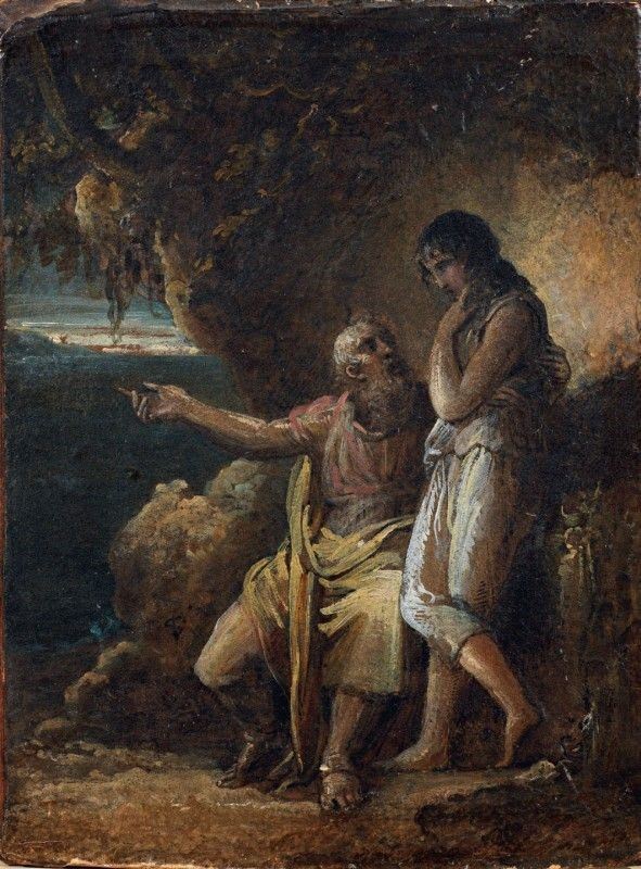 Scuola Neoclassica Fine XVIII Secolo - Telemaco con Laerte che gli Indica il Mare