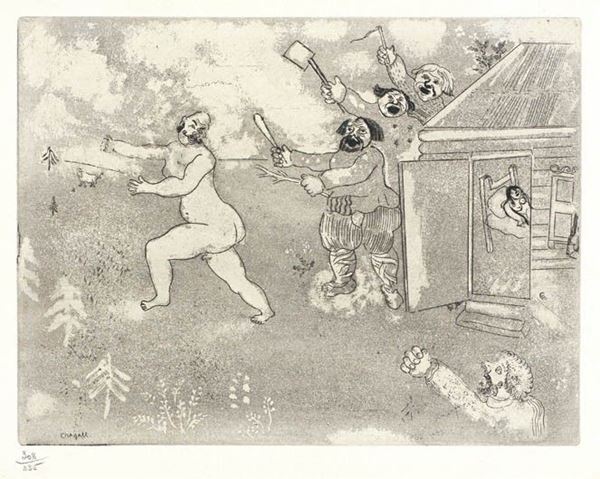 Marc Chagall - La fuite tout nu