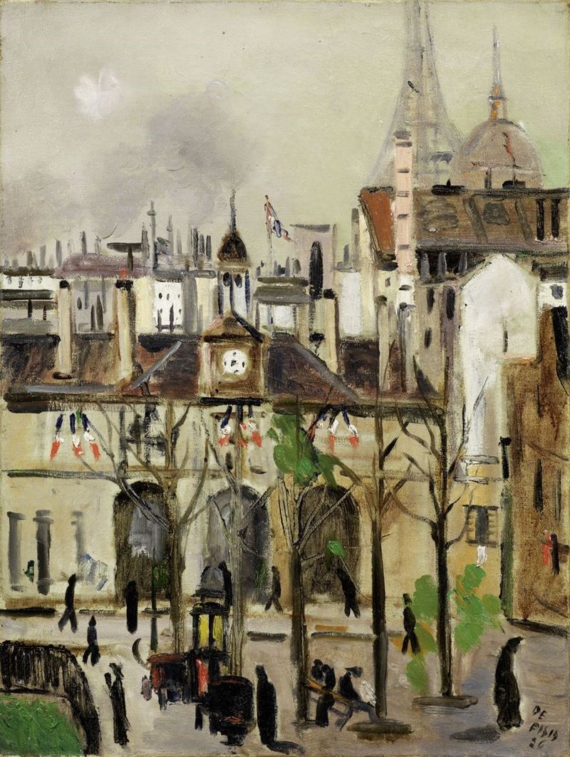 Filippo De Pisis - La Cupola degli Invalidi con la Torre Eiffel