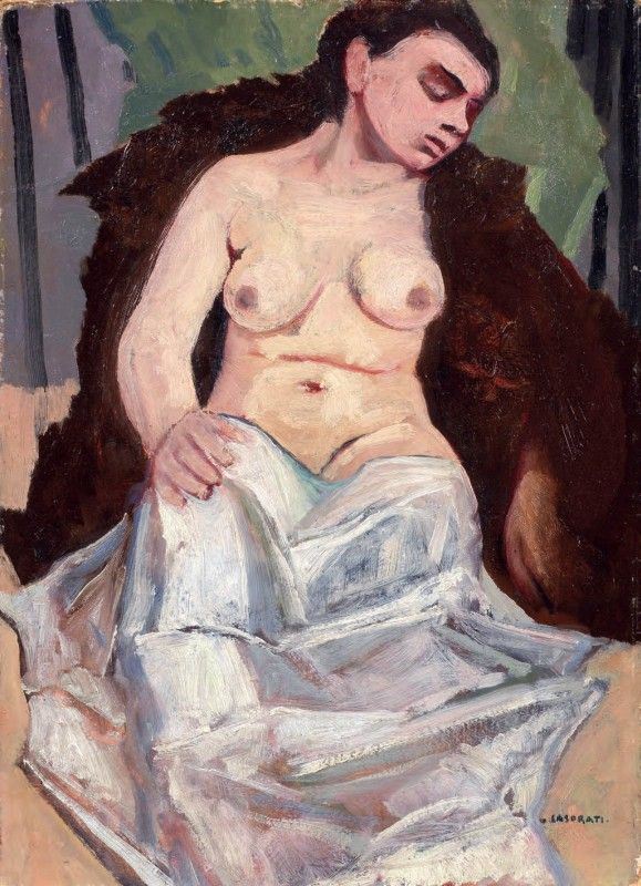 Felice Casorati - Nudo con pelliccia