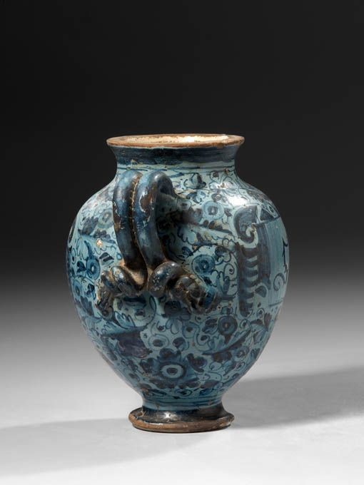 Orciolo con Beccuccio in Maiolica Giallo-blu