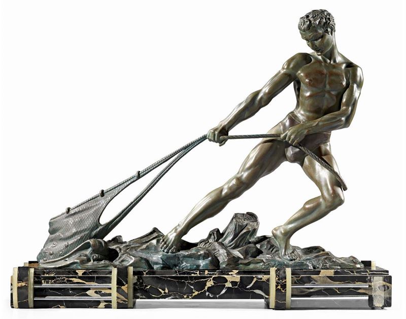 Scultura Raffigurante «pescatore Nudo che Traina una Rete»