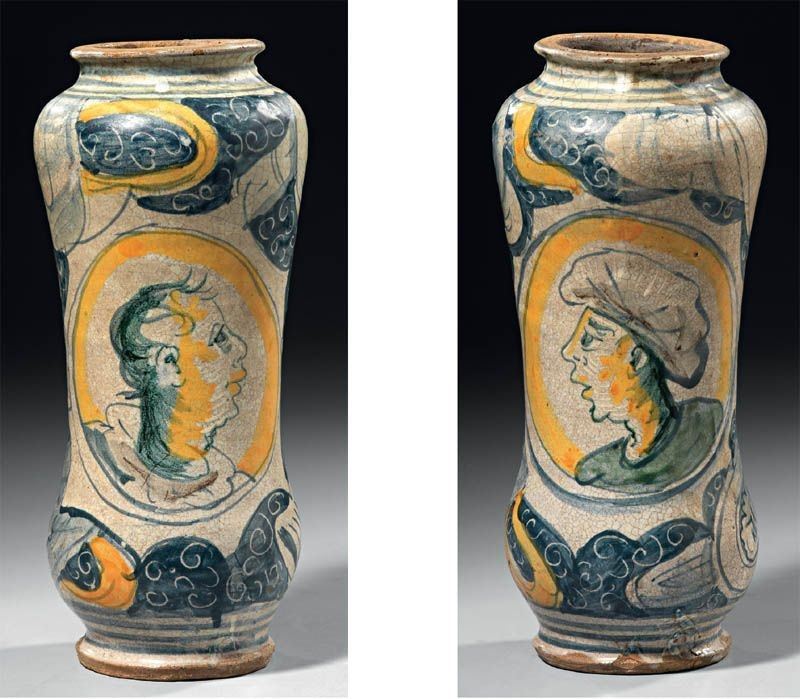 Albarello in Maiolica Policroma Giallo-blu
