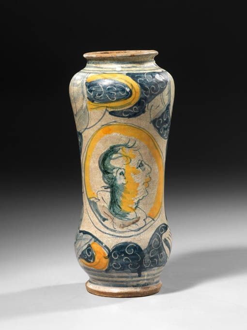 Albarello in Maiolica Policroma Giallo-blu