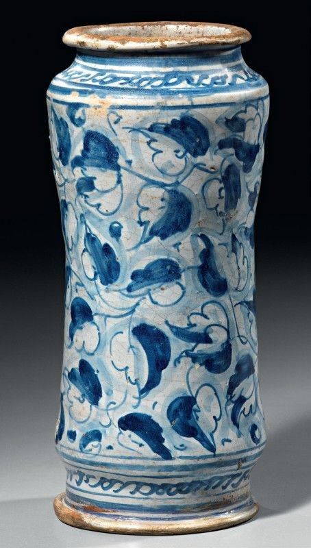 Albarello in Maiolica Policroma Blu e Celeste