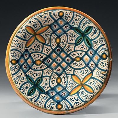 Piatto in Maiolica Policroma Giallo, Verde e Blu