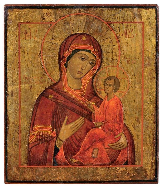 Icona del XIX Secolo - Madonna Odigitria Col Bambino