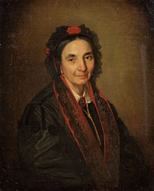 Ignoto del XIX secolo : Ritratto di signora  - Olio su tela - Auction IMPORTANT OLD MASTERS PAINTINGS - I - Casa d'aste Farsettiarte