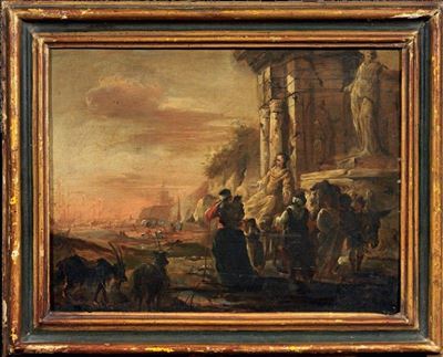 Veduta di Porto con Rovine e Figura