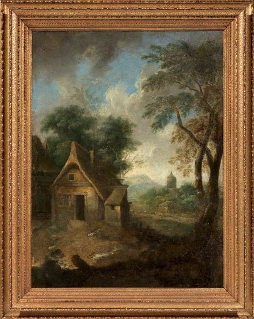Scuola Olandese XVII - XVIII Secolo - «paesaggio con Casa» e «paesaggio con Torre»