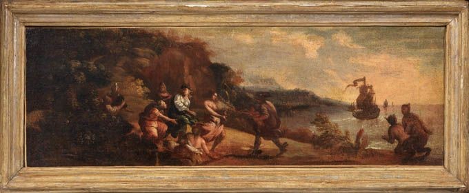 Scuola Veneta Fine XVII Secolo - «paesaggio con Scena di Ratto» e «paesaggio con Scena di Violenz...