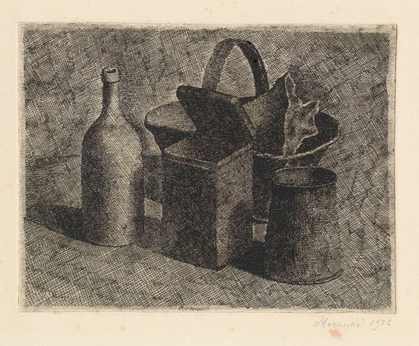 Giorgio Morandi - Natura morta con il cestino del pane (lastra piccola)