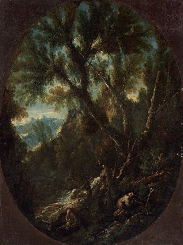 Antonio Francesco Peruzzini e Alessandro Magnasco - Paesaggio con Monaci