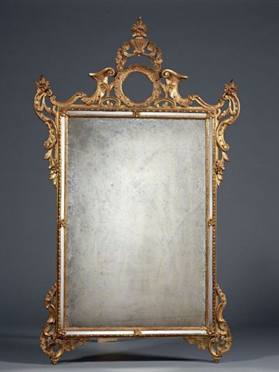 Specchiera in Legno Intagliato e Dorato