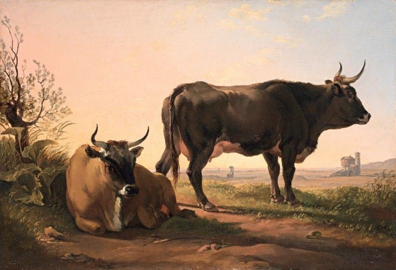 Hendrik Voogd (attr. A) - Paesaggio con Bovi