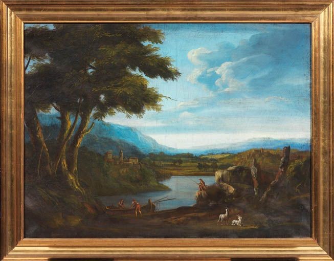 Ignoto del XIX Secolo - «paesaggio Fluviale con Figure» e «paesaggio Fluviale con Barca»