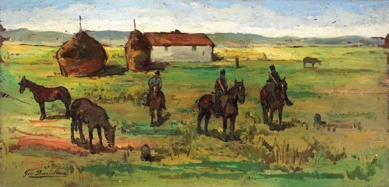 Giovanni Bartolena - Cavalleggeri e Buttero in Tombolo