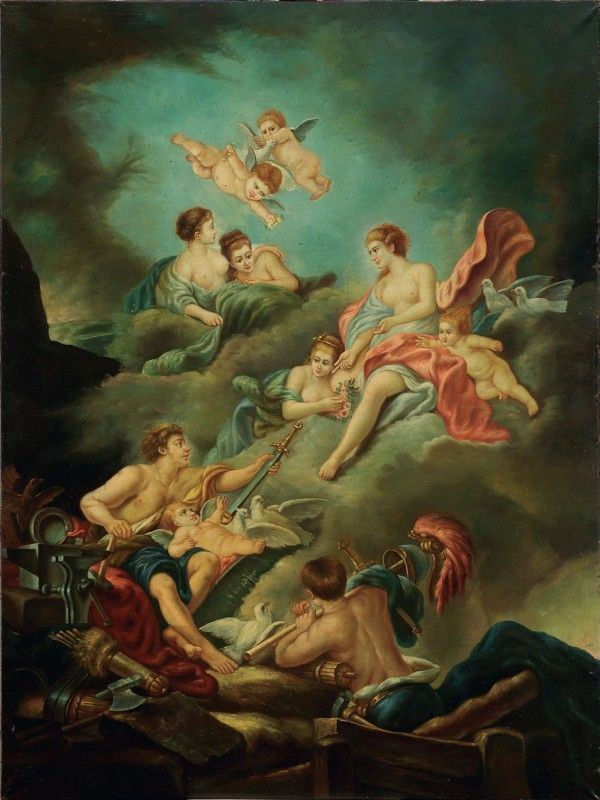Scuola francese del XIX secolo - Scena allegorica: Venere e Marte