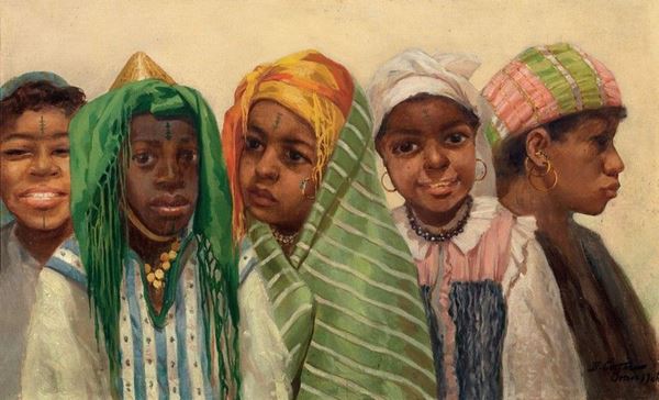 D.  Cortes : Bambini arabi  (1904)  - Olio su tela - Asta Dipinti e Sculture del XIX e XX secolo - II - Casa d'aste Farsettiarte