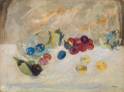 Foglie e Frutta sul Tavolo