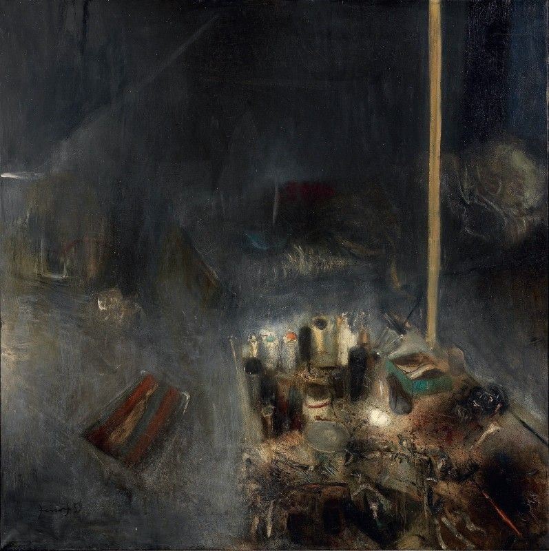 Gianfranco Ferroni - Interno con Tavolo e Letto