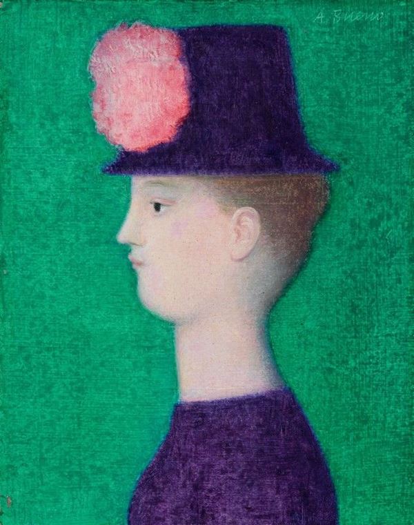 Antonio Bueno - Donnina con cappello dell'800 (d'apres Seurat)
