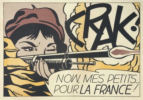 Roy Lichtenstein : Crak!  (1963-1964)  - Litografia offset a colori - Asta Dipinti, Disegni, Sculture e Grafica - Arte Contemporanea - I - Casa d'aste Farsettiarte