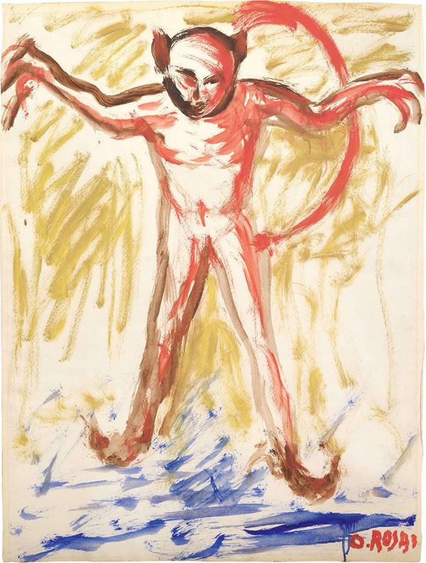 Ottone Rosai : Il diavolo  ((1953))  - Tempera su carta - Auction CONTEMPORARY ART AND PRINTS - Casa d'aste Farsettiarte
