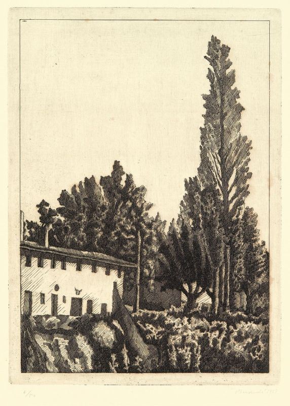 Giorgio Morandi - Paesaggio con grande pioppo