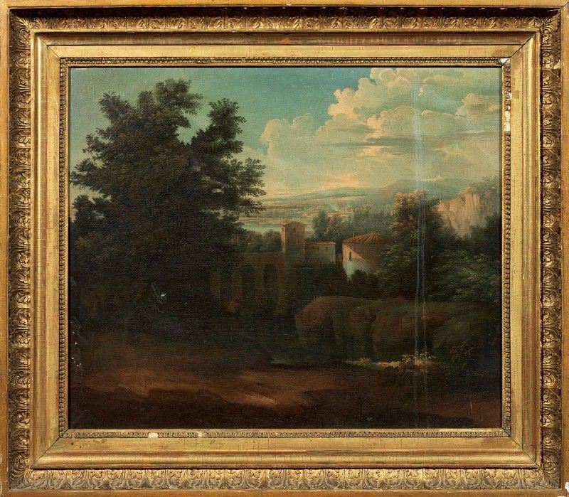 Ignoto del XVIII Secolo - Paesaggio Fluviale della Campagna Romana