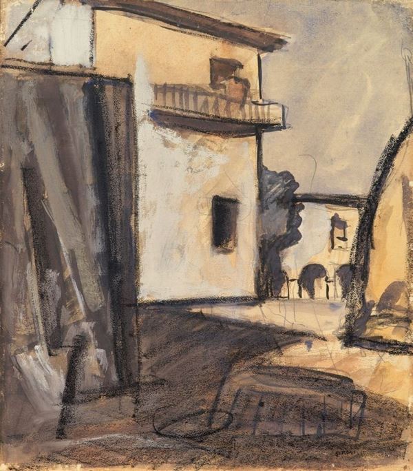 Mario Sironi - Paesaggio con case
