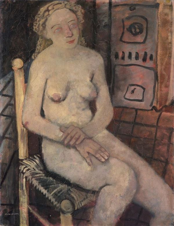 Felice Casorati - Nudo («Modella bionda» o «Nudo di donna seduta»)
