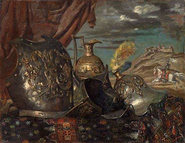 Giorgio de Chirico - Corazze con cavaliere (Natura morta ariostesca)