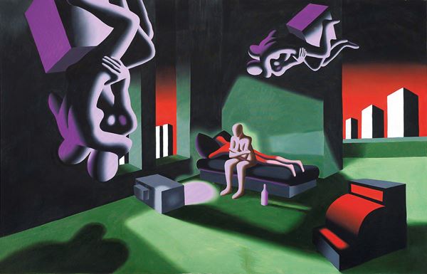 Mark Kostabi : The Green Room  (1988)  - Olio su tela - Asta ARTE CONTEMPORANEA E GRAFICA - Casa d'aste Farsettiarte