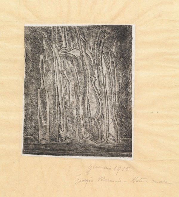Giorgio Morandi - Natura morta con bottiglia e brocca