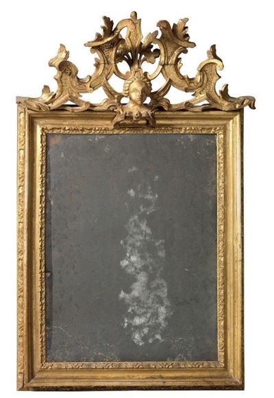 Specchiera in Legno Intagliato e Dorato