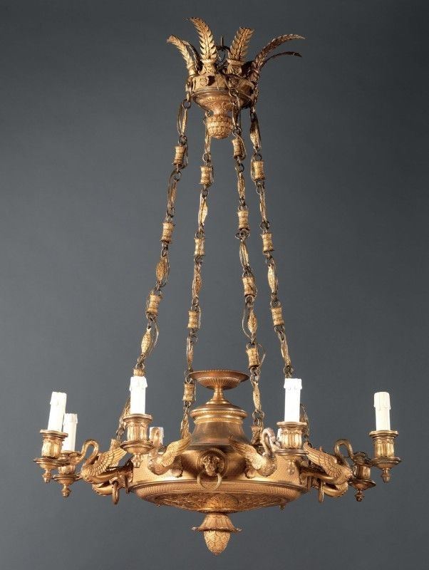 Lampadario in Bronzo Dorato