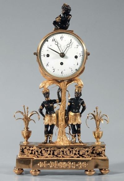 Orologio a Mensola in Bronzo Dorato e Brunito