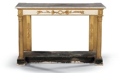 Consolle in Legno Intagliato, Laccato e Dorato