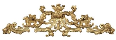 Testata in Legno Intagliato e Dorato a Foglie e Volute